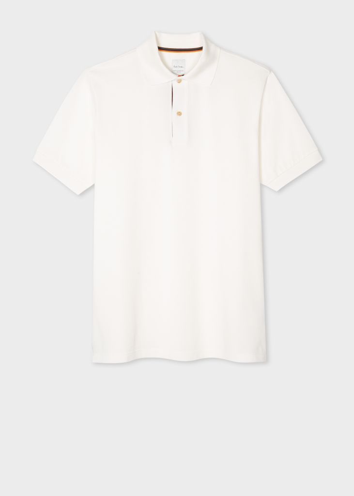 Slim-Fit White Cotton-Piqué Polo Shirt With 'Artist Stripe' Placket
