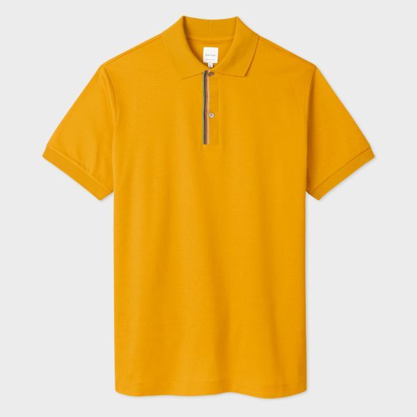 Yellow 'Signature Stripe' Trim Polo Shirt