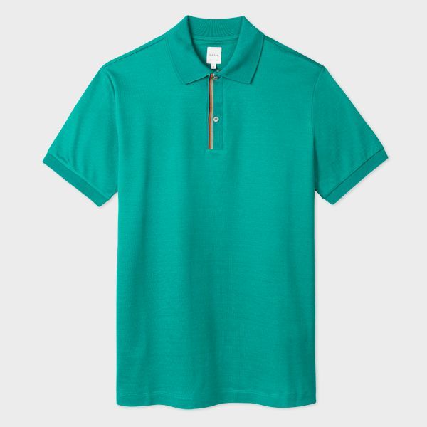 Teal 'Signature Stripe' Trim Polo Shirt