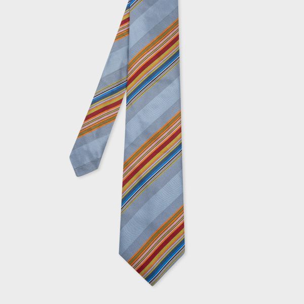 Ice Blue Silk Stripe Tie
