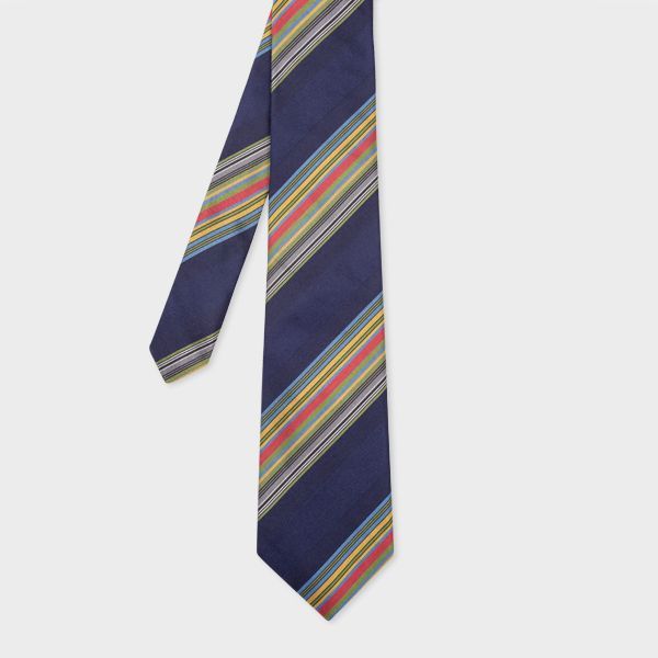 Navy Silk Stripe Tie