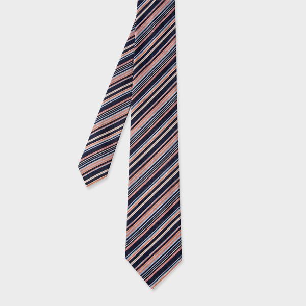 Orange and Blue Silk Stripe Tie