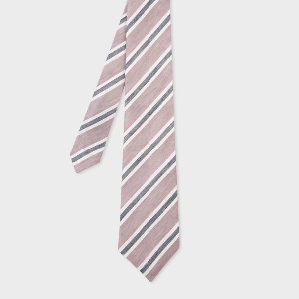 Pink Silk-Linen Stripe Tie