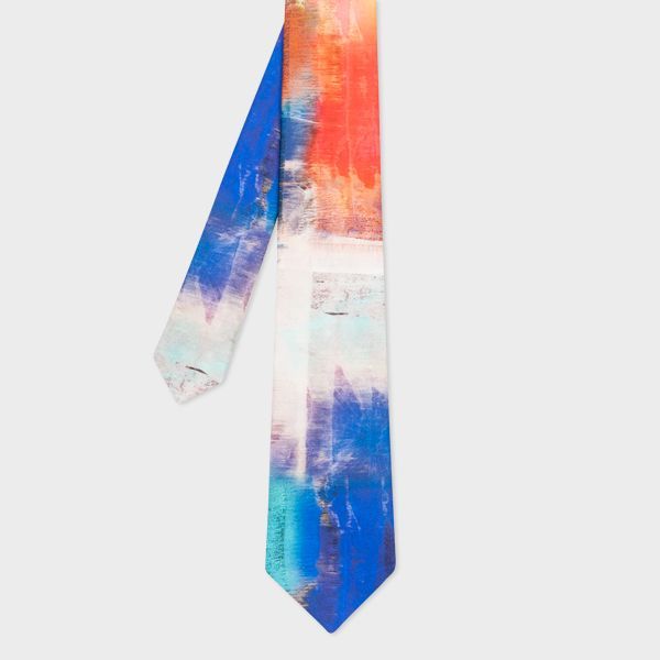 Red And Blue 'Abstract' Silk Tie