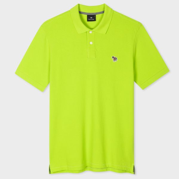 Lime Green Cotton-Piqué Zebra Logo Polo Shirt