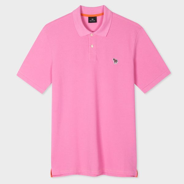 Pink Cotton-Piqué Zebra Logo Polo Shirt