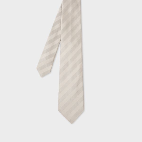 Cream Silk Stripe Tie
