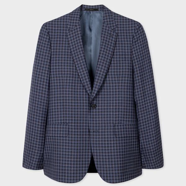 The Soho - Tailored-Fit Blue Check Wool Blazer
