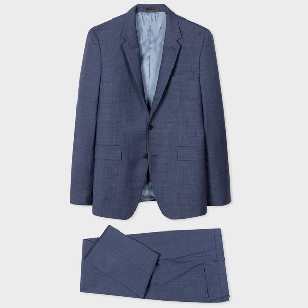 The Kensington - Slim-Fit Mid Blue Micro Check Wool Suit