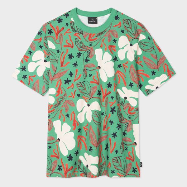 Green 'Sea Floral' Print T-Shirt