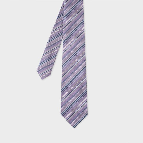 Lilac and Blue Stripe Silk Tie