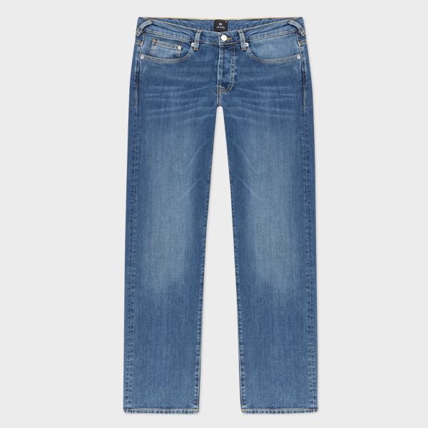 Standard-Fit Blue-Wash Stretch Denim Jeans