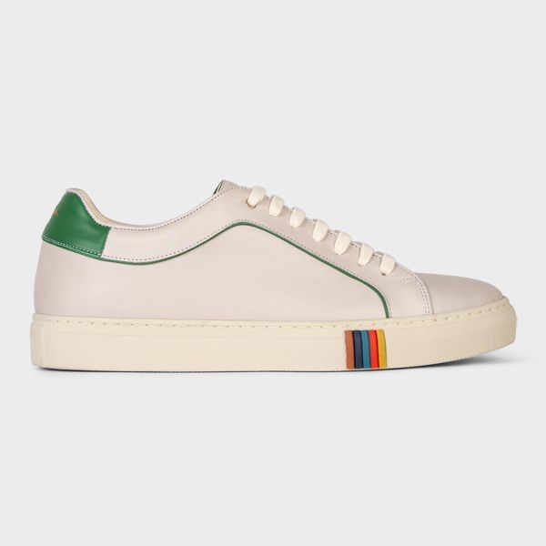 Cream 'Basso' Trainers With Green Trim
