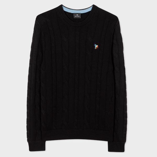 Black Cable Knit 'Broad Stripe Zebra' Sweater