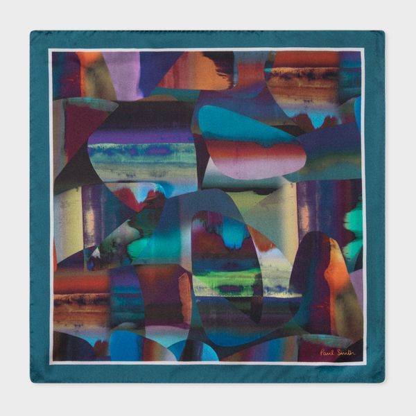Teal Abstract Silk Pocket Square