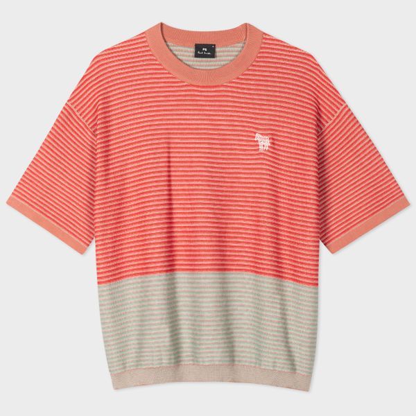 Red Knitted Stripe Zebra T-Shirt