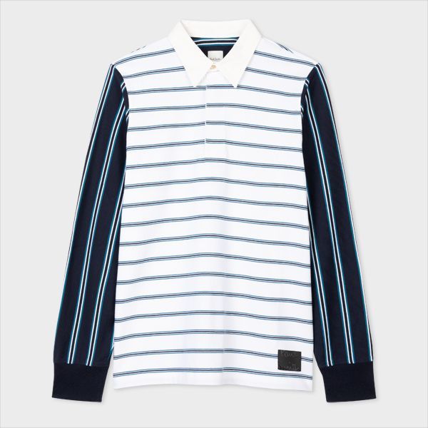 White Stripe Mix Up Rugby Shirt
