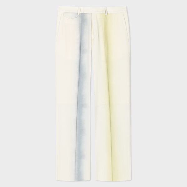 Fade Stripe Print Wool Straight-Leg Trousers