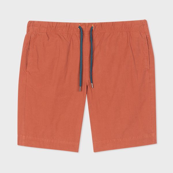 Washed Red Cotton Shorts
