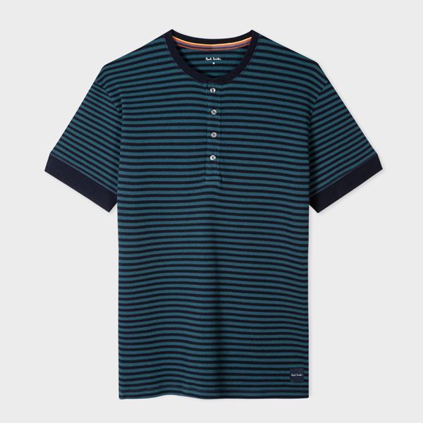 Blue Stripe Henley Lounge T-Shirt