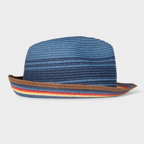 Blue Braided Trilby Hat