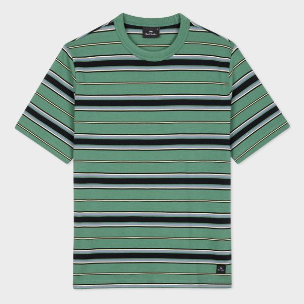 Green Cotton Stripe T-Shirt