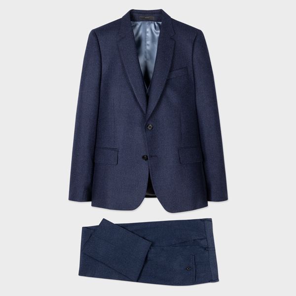 The Soho - Tailored-Fit Navy 'Dream Tweed' Three-Piece Suit