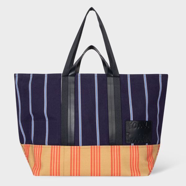 Mix-Up Stripe Reversible Cotton Tote Bag