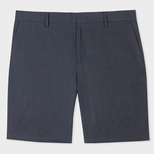 Tailored-Fit Navy Linen Shorts