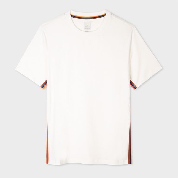 White Cotton T-Shirt With 'Artist Stripe' Trim