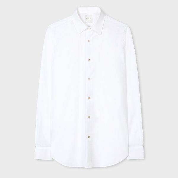 Tailored-Fit White Cotton 'Artist Stripe' Cuff Shirt