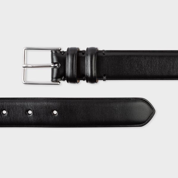 Black Leather Double Keeper Classic Suit Belt