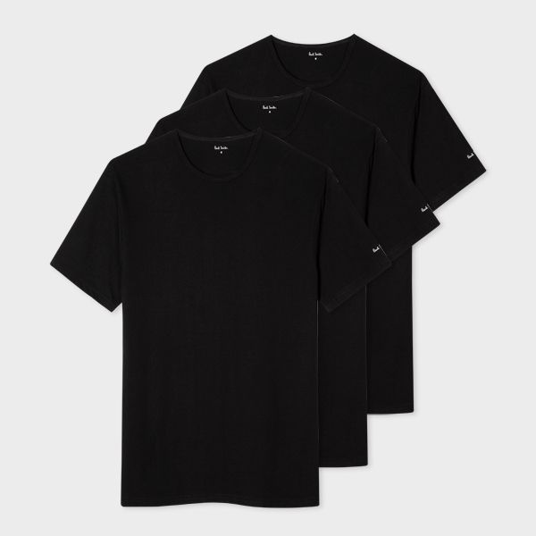 Black Cotton Lounge T-Shirts Three Pack