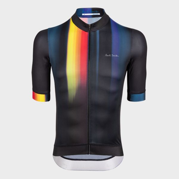 Men's Black Race Fit Cycling Jersey With 'Artist Stripe' Fade