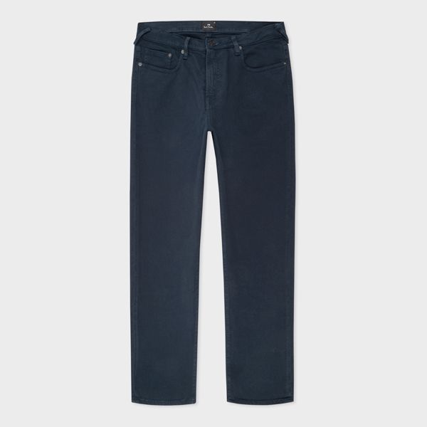 Tapered-Fit Garment Dyed Navy Jeans