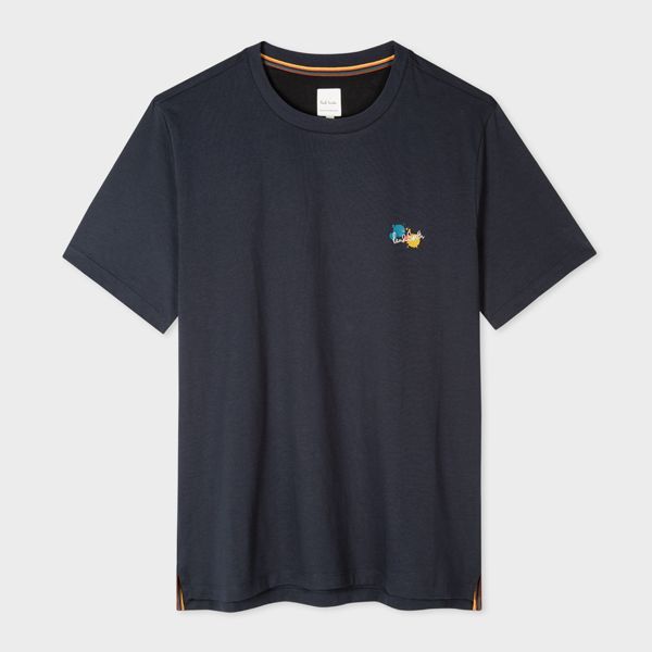Navy 'Paint Splatter' Cotton T-Shirt