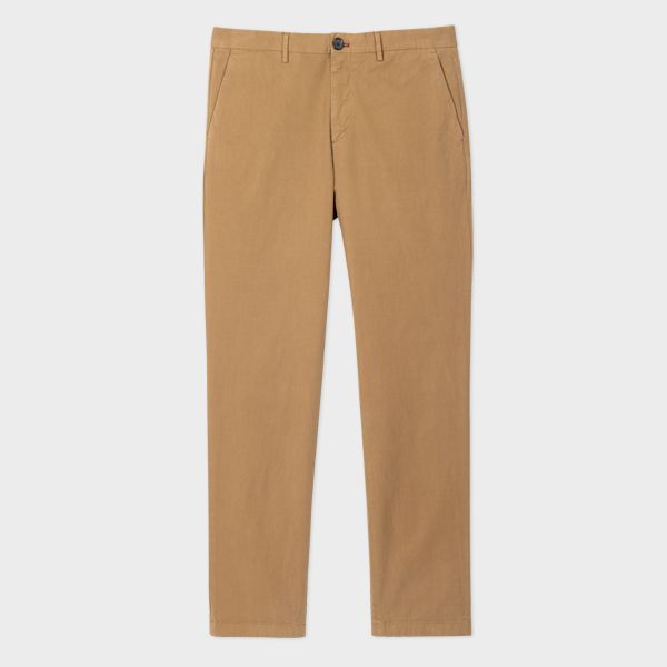 Mid-Fit Tan Cotton-Twill Embroidered Zebra Chinos