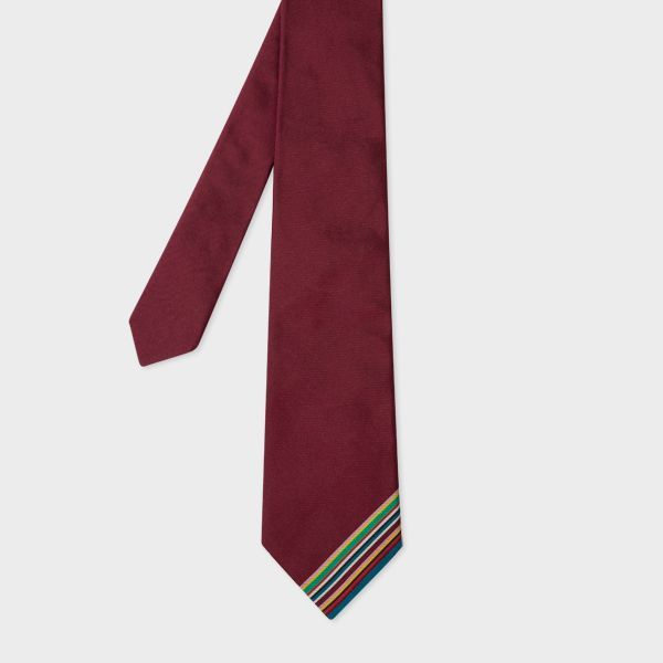 Maroon Embroidered Stripe Tie