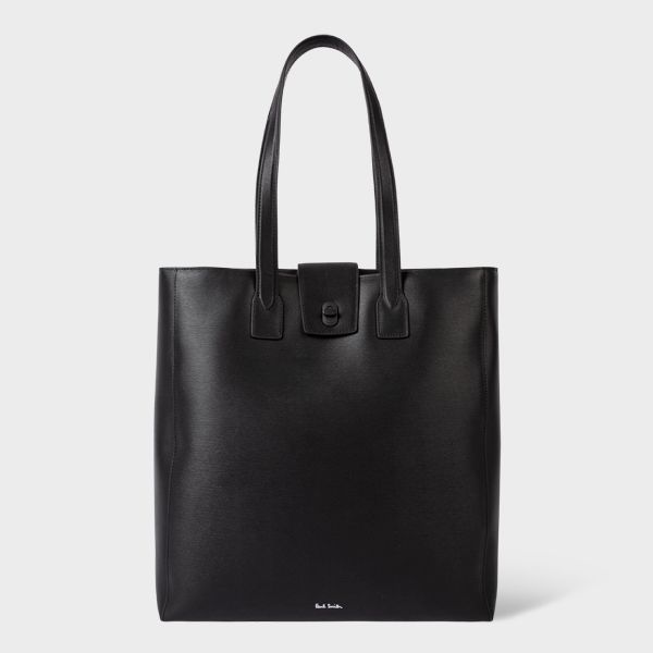 Black Embossed Leather Tote Bag