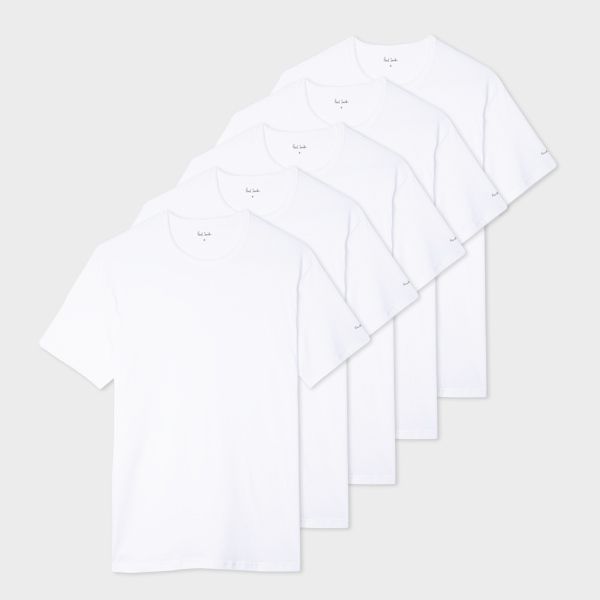 White Cotton Lounge T-Shirts Five Pack