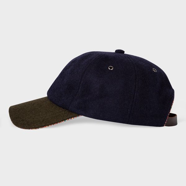 Navy And Brown Baseball Cap With 'Signature Stripe' Trim
