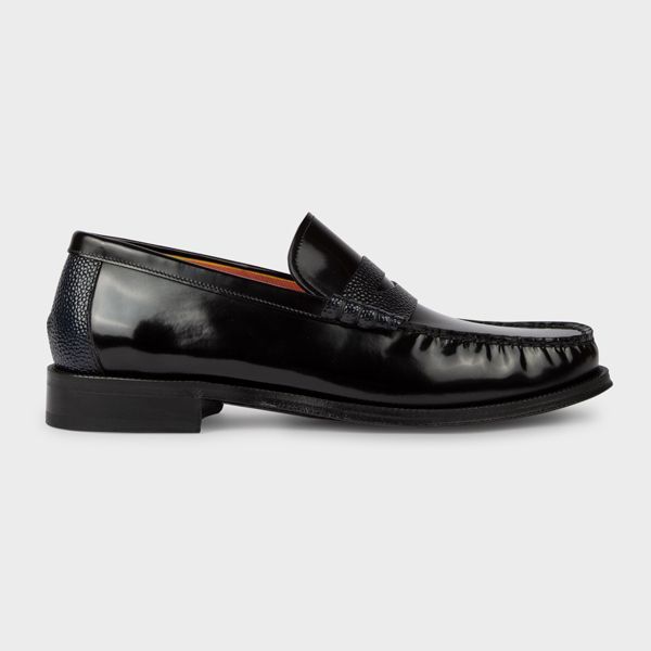Black High-Shine Leather 'Cassini' Loafers
