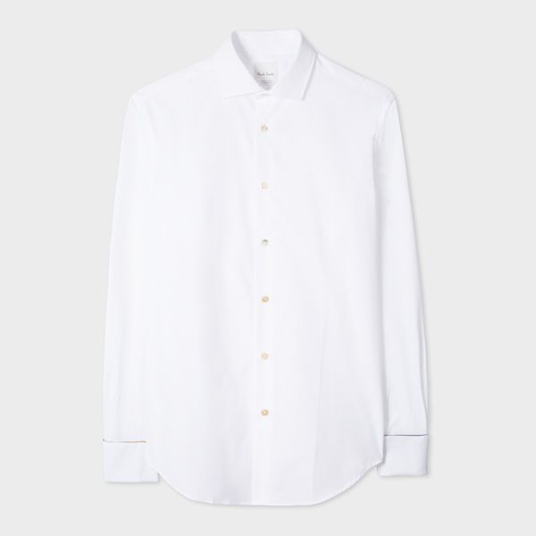 Tailored-Fit White Shirt With 'Signature Stripe' Double Cuff