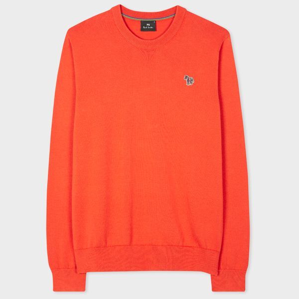 Orange Cotton Zebra Logo Sweater