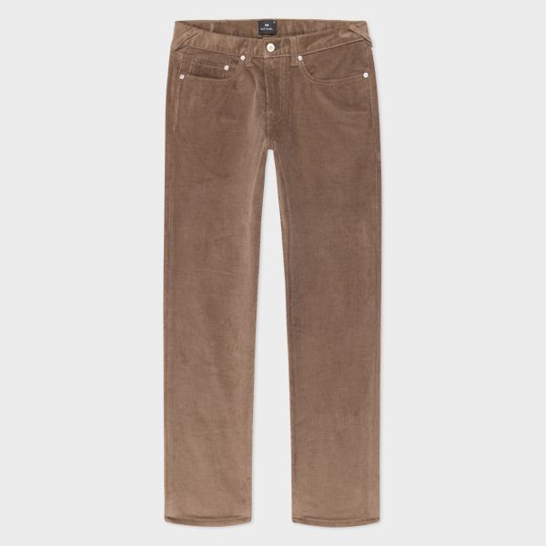 Taupe Tapered-Fit Corduroy Trousers