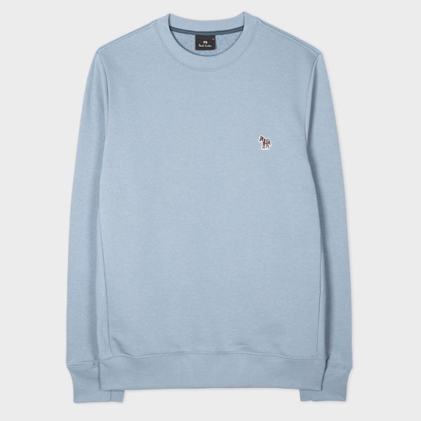 Sky Blue Cotton Embroidered Zebra Logo Sweatshirt