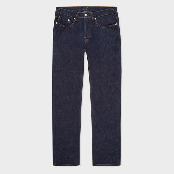 Tapered-Fit Indigo-Rinse 'Crosshatch Stretch' Jeans