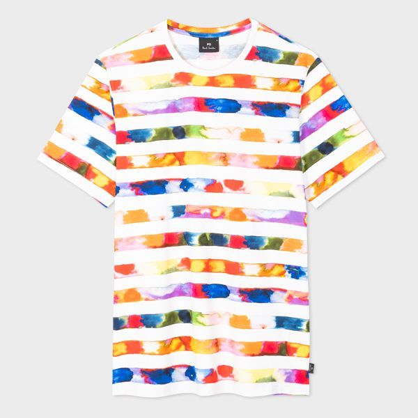 'Watercolour Stripe' Print T-Shirt