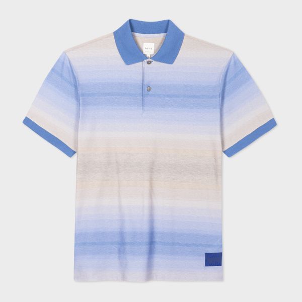 Blue 'Untitled Stripe' Cotton Polo Shirt