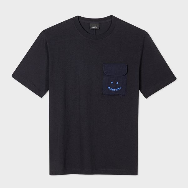 Navy 'Happy' Pocket T-Shirt